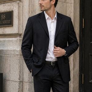 Tip Top Men’s Black Wool Blazer Size L Classic Formal Suit Jacket Woolmark